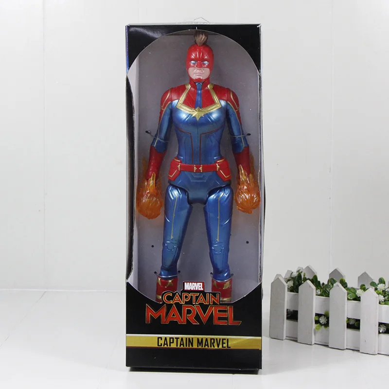 mask Carol box Мстители эндгейм фигурка игрушка Супер Герои Капитан Америка Железный человек Человек-паук Халк Тор Росомаха танос ПВХ фигурка игрушка 30 см - Цвет: mask Carol box