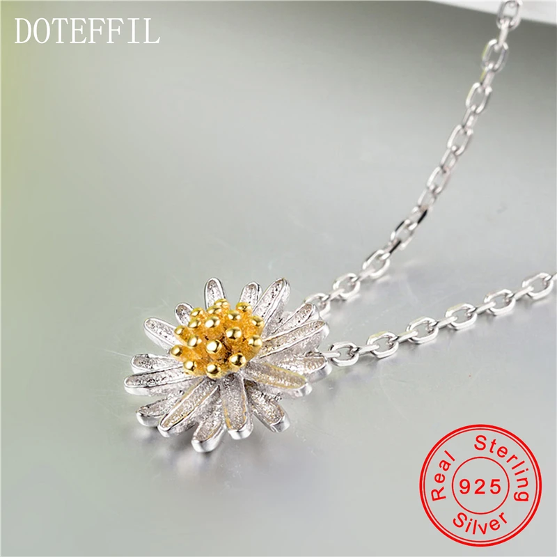 Женское ожерелье из серебра 925 пробы с подвеской в виде маргариток|pendants for women|silver