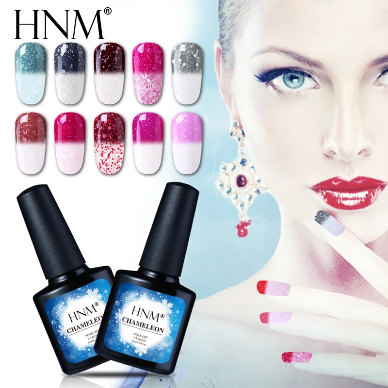 HNM зимние Термальность УФ гель для ногтей снежные Температура Цвет изменение