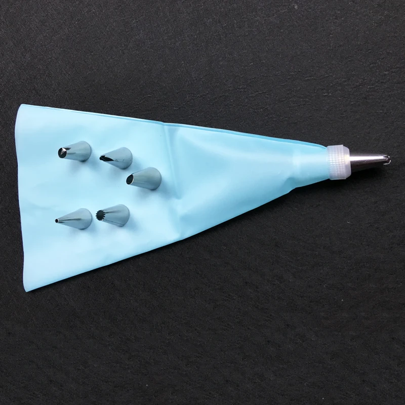 8 шт. силиконовый кондитерский мешок с 6 насадками из нержавеющей стали|decorating