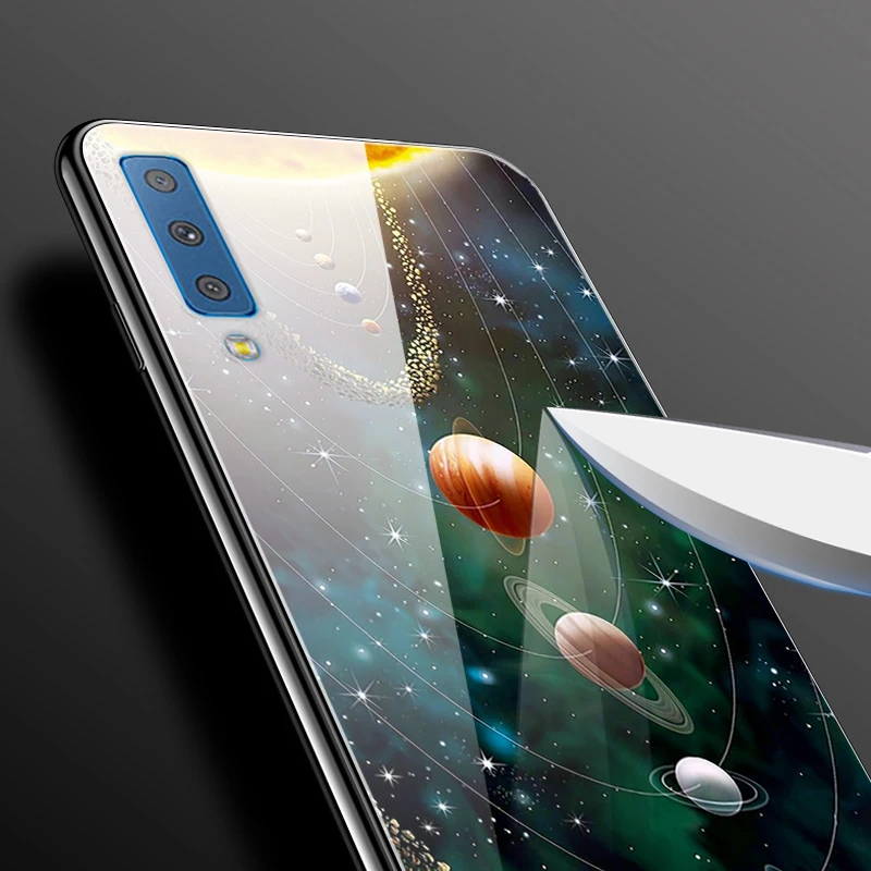 Для samsung A7 чехол из закаленного стекла A750 жесткий чехол для samsung Galaxy A7 чехлы для телефонов Чехол 7 7A мягкий бампер