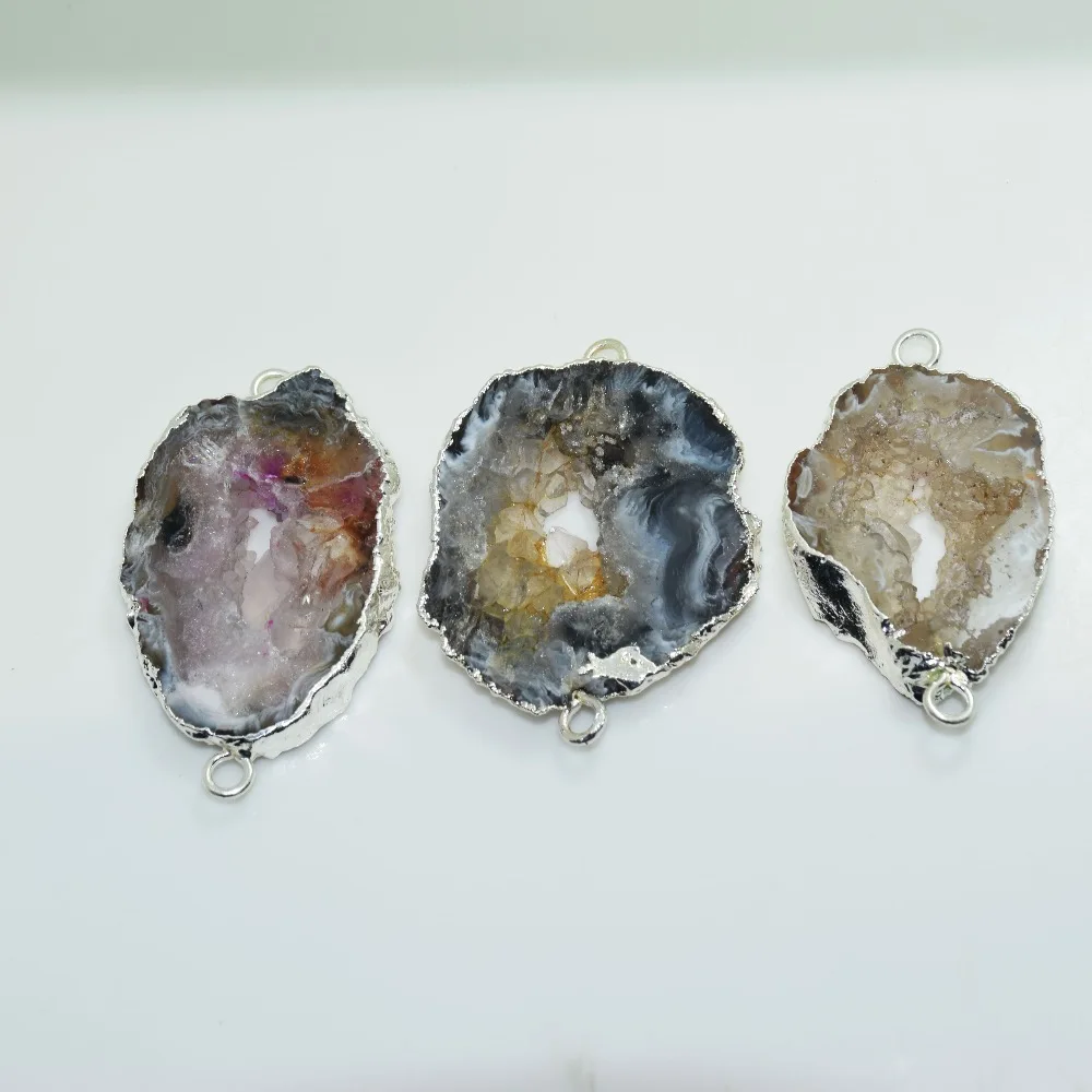 Подвеска Geode с друзой женская соединитель отверстием черный натуральный Золотой