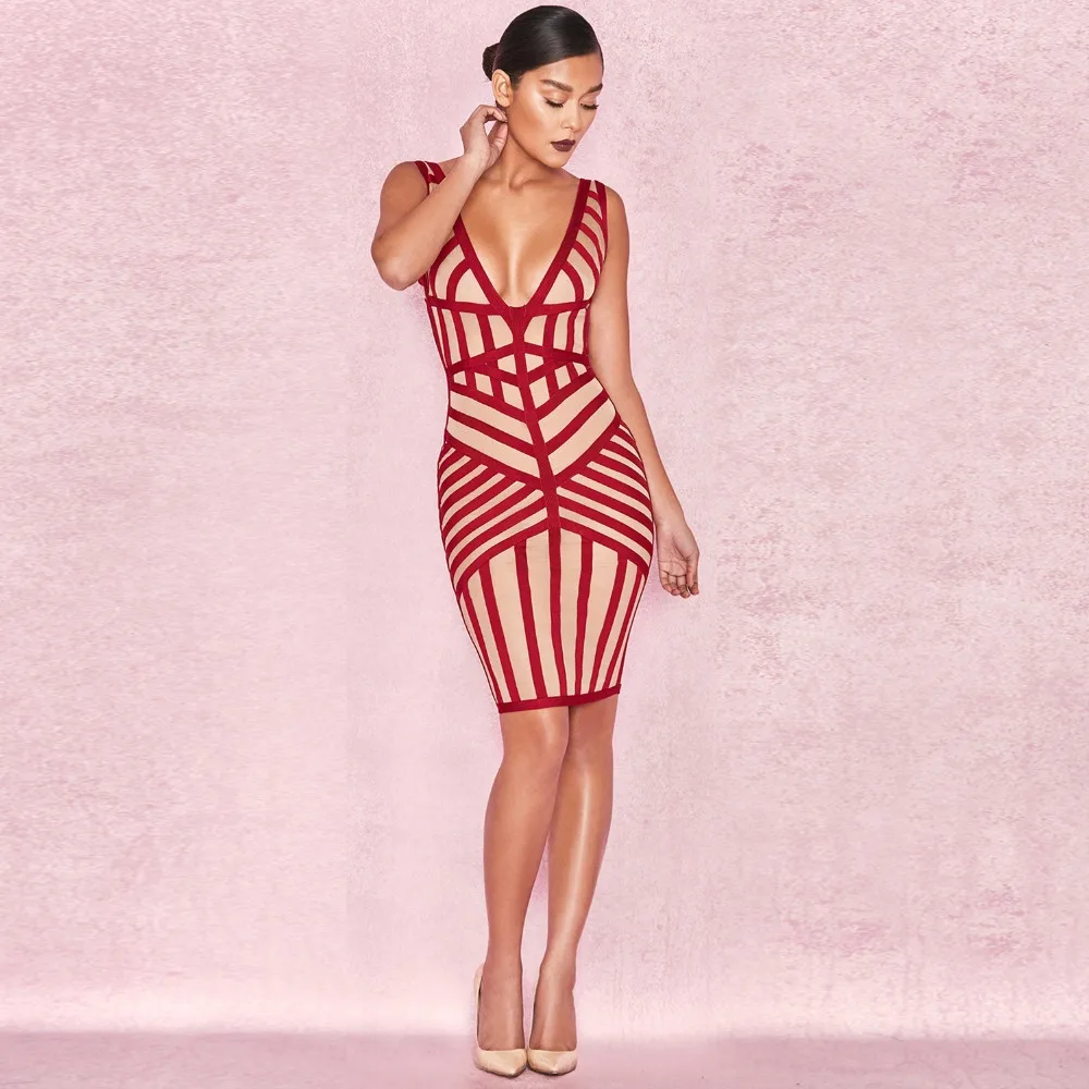 Сексуальное Бандажное Платье женское летнее платье 2018 Геометрическая майка