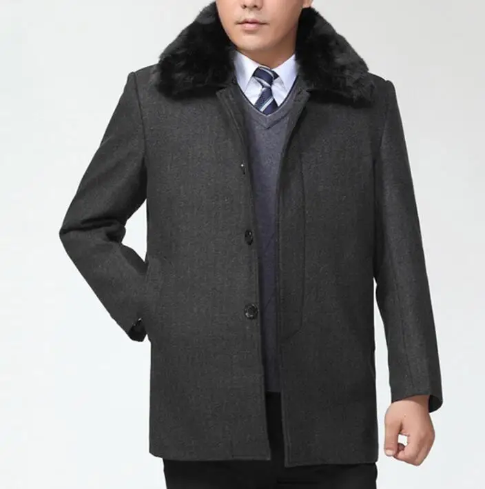Мужское однобортное шерстяное пальто с отложным воротником - Цена: 5026.98