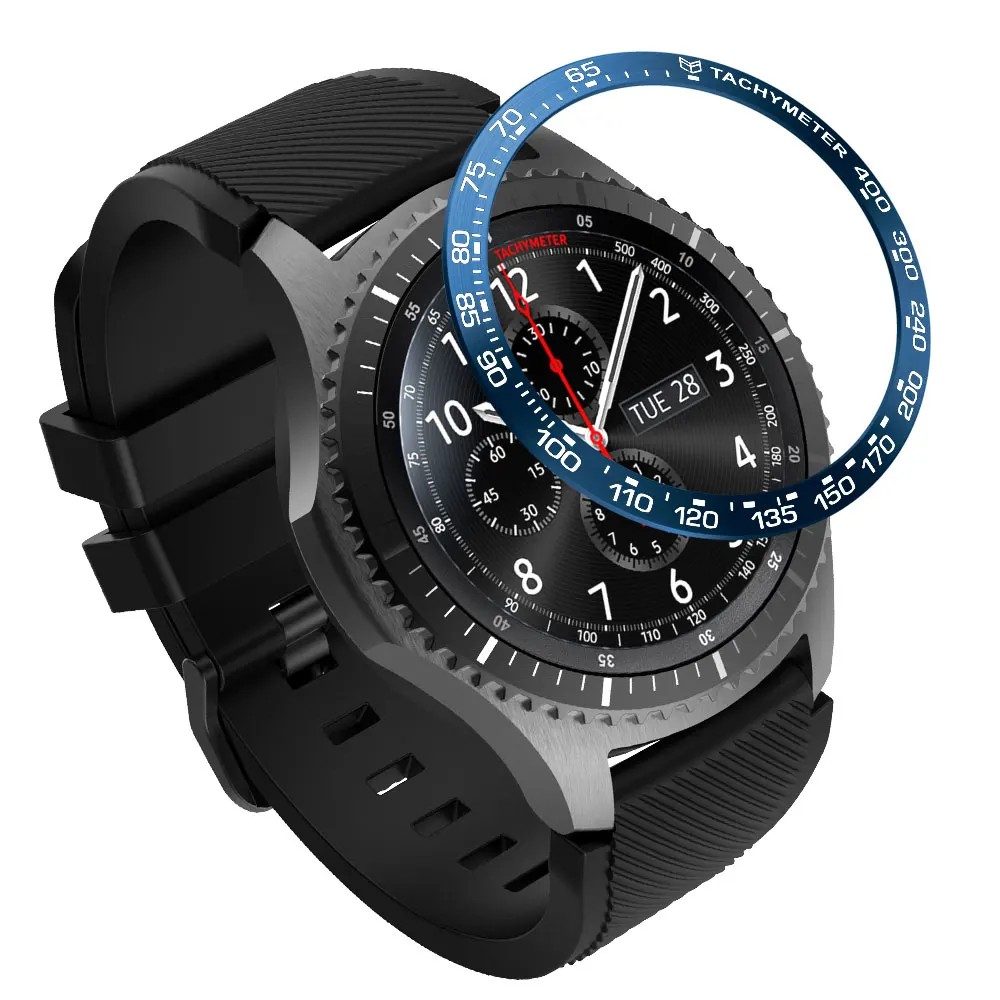 Чехол с кольцом для samsung Galaxy 46 мм/gear S3 Frontier, защитный чехол с кольцом, металлические часы-наклейка, аксессуары