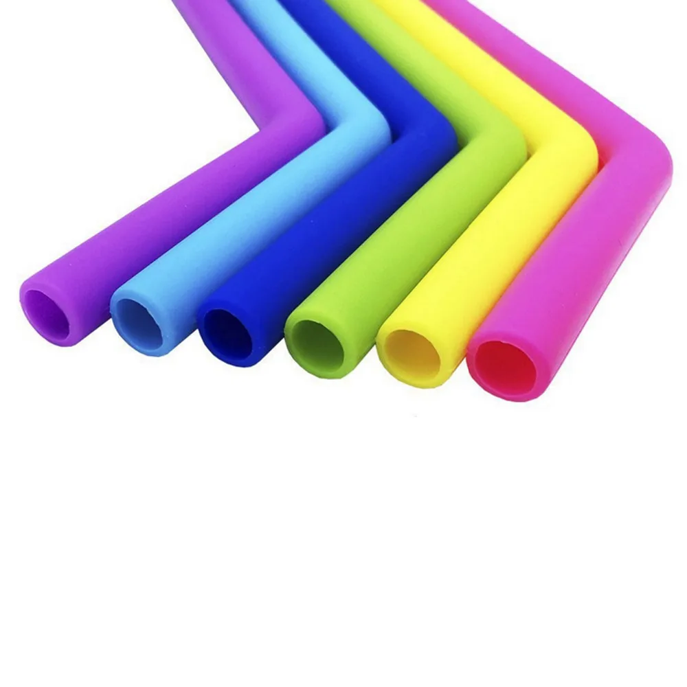 Behogar 6 шт. 25 см Длина Экологичные многоразовые силиконовые трубочки с 2 чистящие