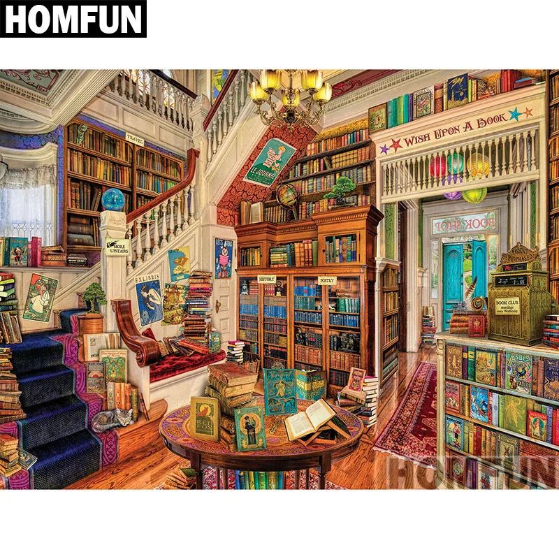 Алмазная живопись HOMFUN A00783 полноразмерная/круглая 5D картина ридеры и рай вышивка
