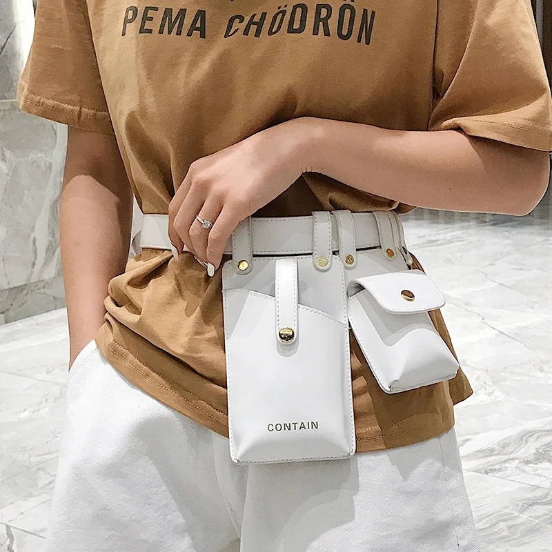 Женская сумка на поясном ремне, роскошный дизайн, Фанни-пачки, модный кожаный чехол для телефона, панковская поясная сумка, ремень, Женский кошелек, поясная сумка