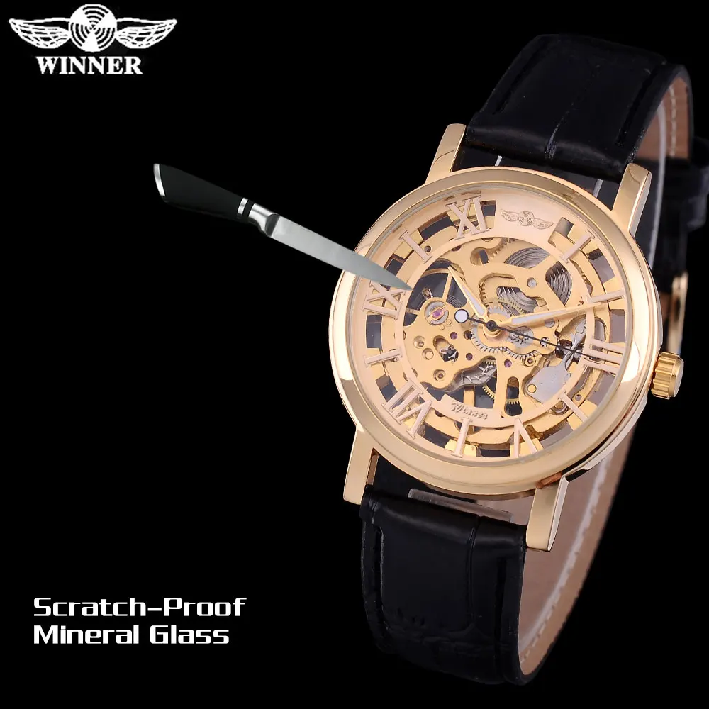 Бренд WINNER модные повседневные мужские механические часы автоматические с