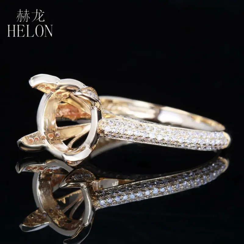 HELON 10-11 мм круглая огранка реальное 14K желтое золото 0.42ct бриллиант обручальное