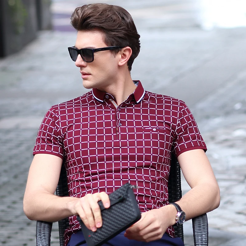Майка поло мужская однотонная с коротким рукавом в шотландскую клетку|men polo shirt