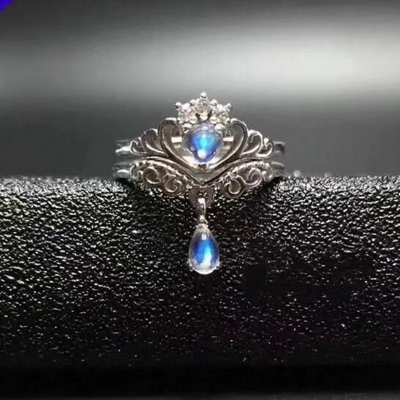 Женское вечерние ЦО из серебра 925 пробы с лунным камнем 4 Х6 мм|fine jewelry|gemstone jewelrylovers