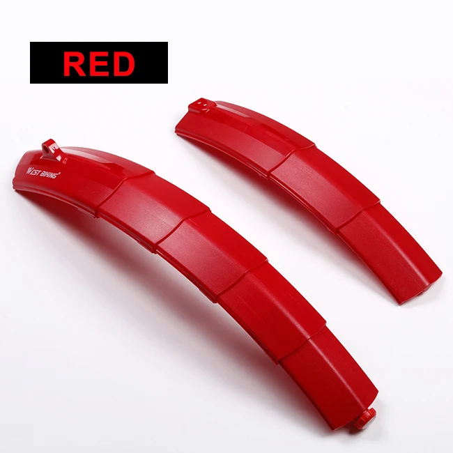 Red with Taillight WEST BIKING Телескопические Складные велосипедные крылья с задним фонарем быстросъемные MTB передние и задние брызговики велосипедные детали велосипедные крылья - Цвет: Red with Taillight