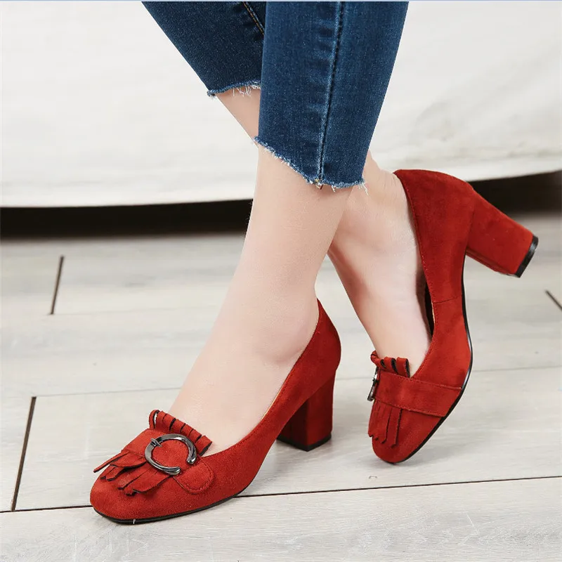 Женские замшевые туфли-лодочки на высоком каблуке 25-62 размера плюс | Обувь