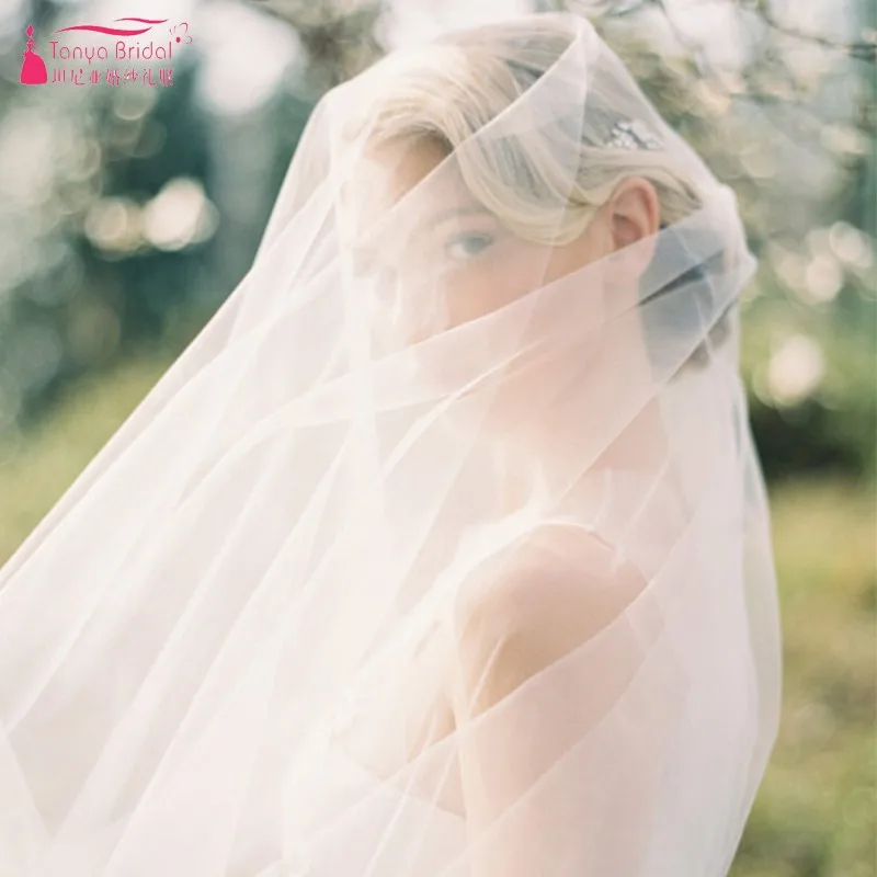 Настоящий Простой Тюль Белый цвет слоновой кости Свадебная фата элегантная