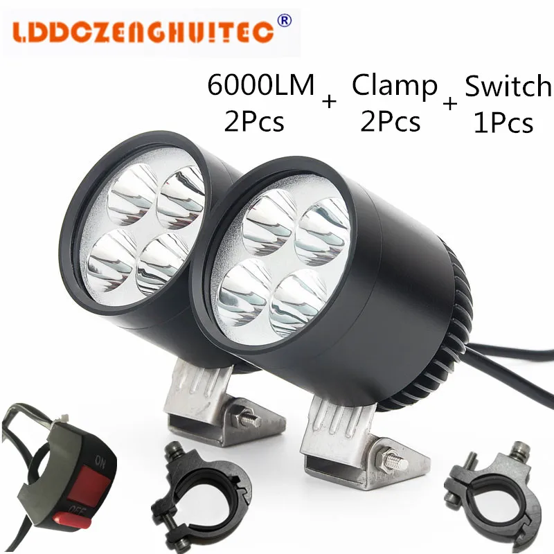 LDDCZENGHUITEC 2 шт. Светодиодный точечный светильник для мотоцикла 30 Вт 6000LM 4U2