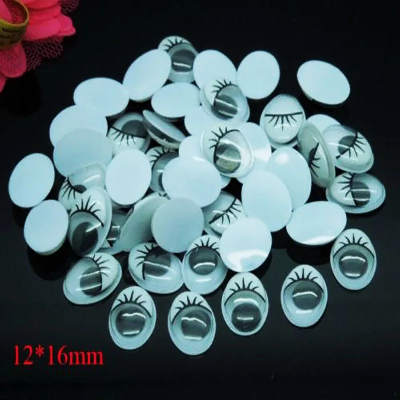 200pcs/lot Oval White Color With the Eyelashes Eye Activities Moving Eyes Plastic For Doll Toy 12*16mm | Игрушки и хобби