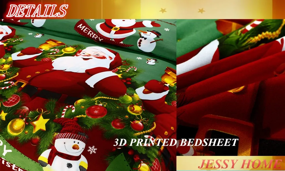 3D комплекты постельного белья с Рождеством Санта Клаус и подарков 3/4 шт. пододеяльник, простынь, наволочка чехол полиэстер Рождественский подарок