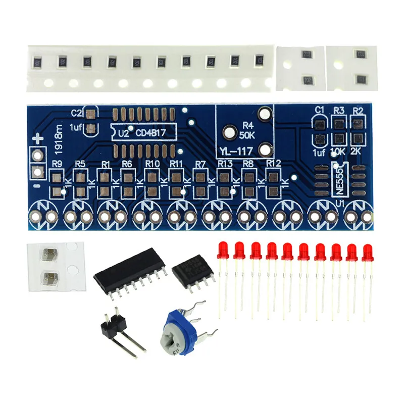 LED Chaser DIY Kit DIY электронные схемы NE555+ CD4017 светодиодный Chaser Devreler вода течёт светильник светодиодный модуль драйвер с питанием от воды NE555 Быстрый цикл - Цвет: LED Chaser DIY Kit