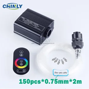 RGB сенсорный пульт дистанционного управления, 16 Вт, светодиодный волоконно-оптический светильник, Звездный потолочный светильник s, 150 шт., 0,75 мм, 2 м, оптоволоконный светильник на крышу автомобиля