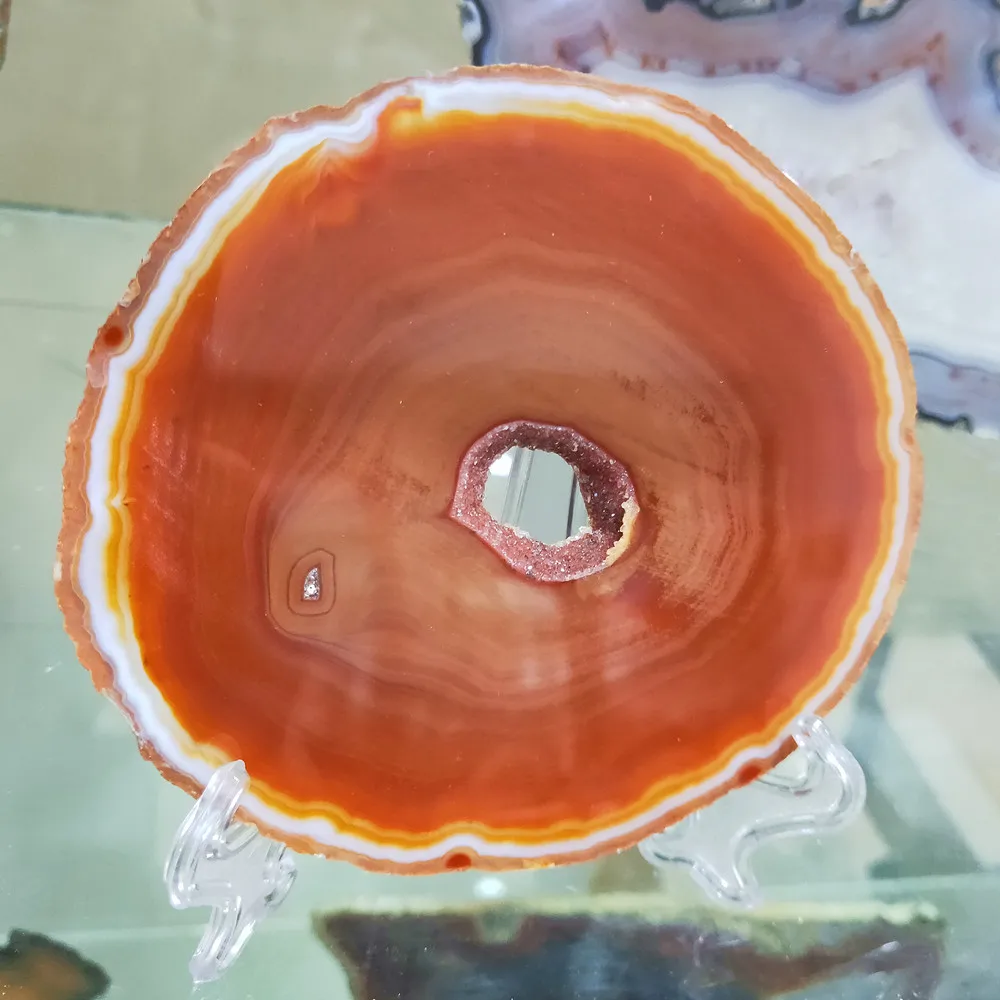 

14-16cm Large Agate slice Natural red agate quartz crystal slice healing Home decoration