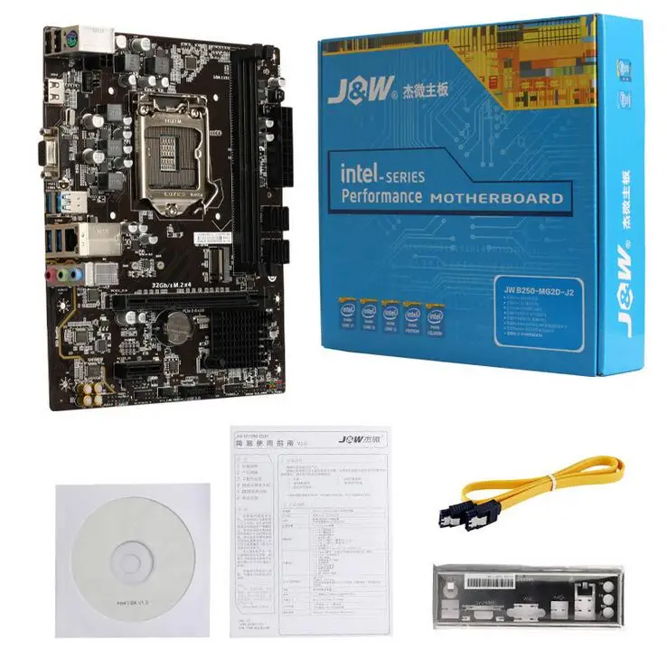 J & W B250 LGA1151 материнская плата 2 * DDR4 слота оперативной памяти 4 SATA6.0 M.2 SSD порт pci e 3.0x16