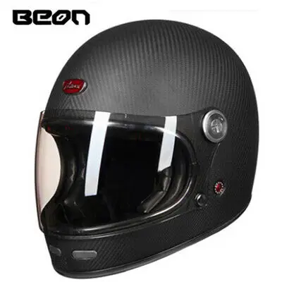 BEON шлем Полнолицевой Carbonfiber шлем для мотокросса винтажный полностью покрытый мотоциклетный скутер автоцикл Ретро Сверхлегкий ECE