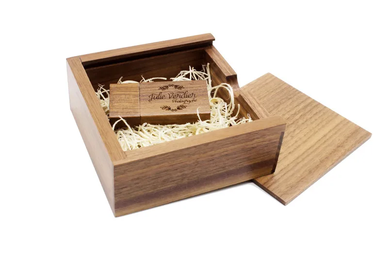 JASTER customer LOGO walnut maple Photo Album Wood usb+Box Memory stick Pendrive 8GB 16GB Photography gift 100mm*100mm*40mm