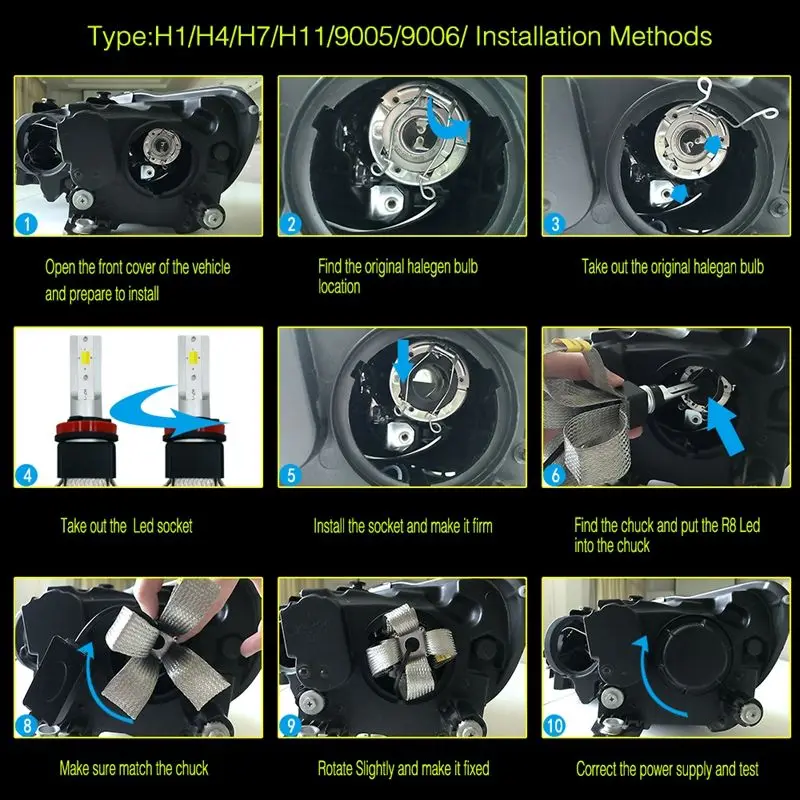 2018 Новый T9 CSP H8/H9/H11 Светодиодный комплект автомобильных фар лампы преобразования