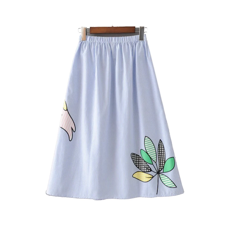 Красивые женские кокосовой пальмой принтом полосатые юбки с эластичной талией