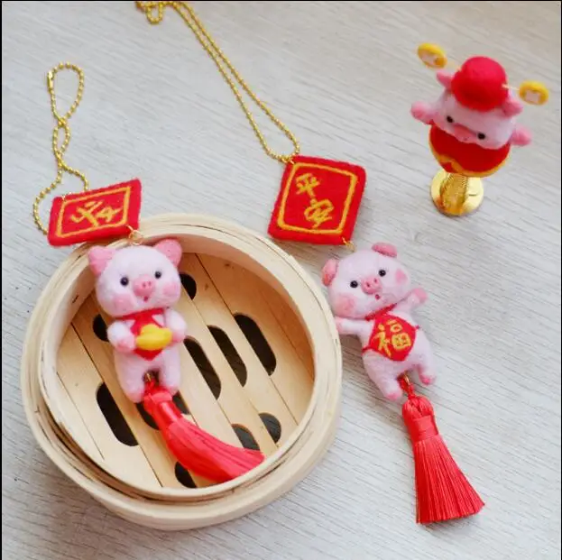 God of wealth lucky pig safe и car wool набор для рукоделия шерстяная войлочная игла украшение