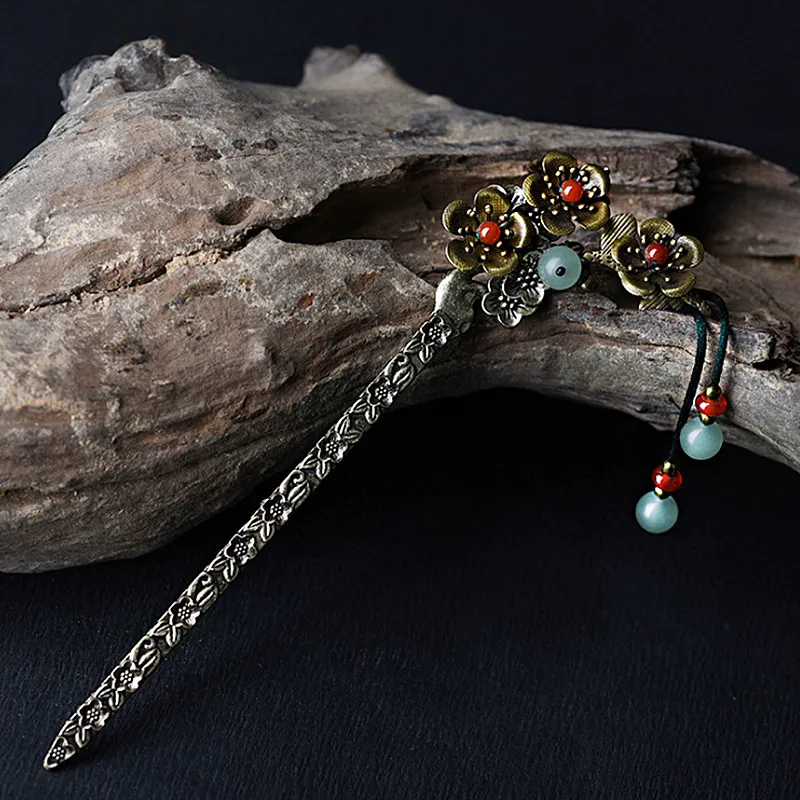 Yanting Этническая шпилька для волос палочки женщин цинковый сплав медные цветы