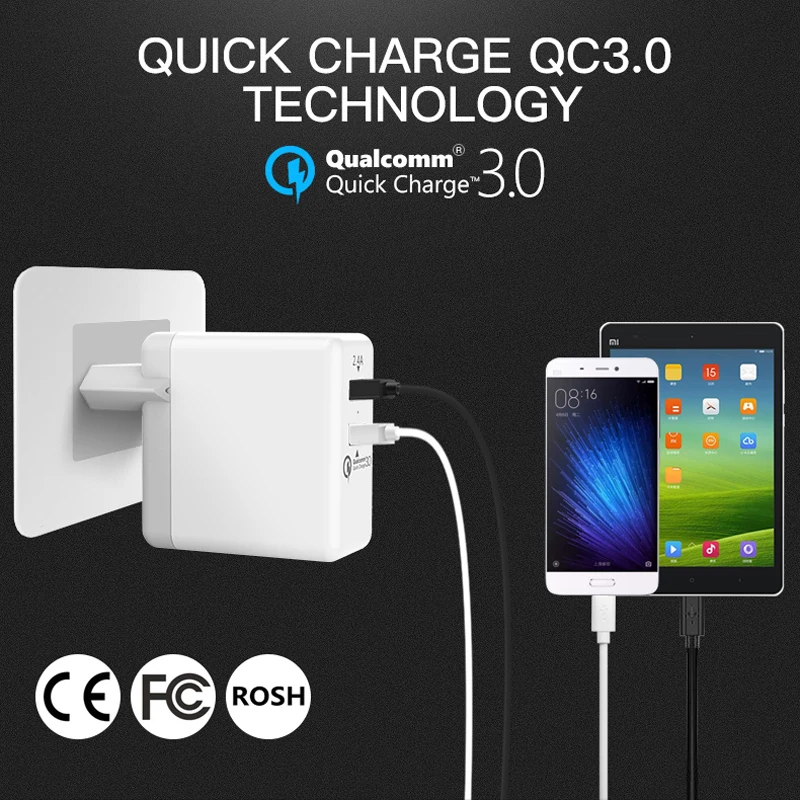 Vention Quick Charger 3 0 2 порта USB зарядное устройство европейская вилка белый мобильный
