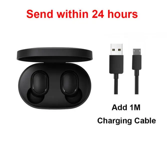 Black Add Data line Xiaomi Redmi Airdots TWS Bluetooth 5,0 наушники стерео басы Eeadphones с микрофоном Handsfree Наушники управление AI - Цвет: Black Add Data line