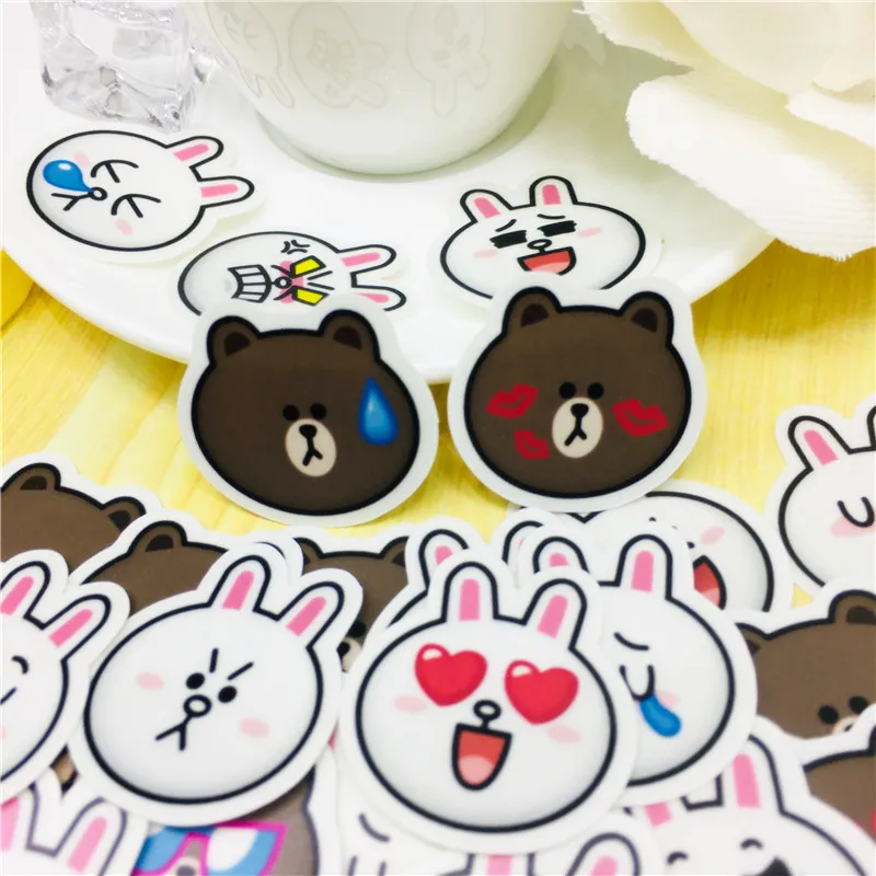 40 pcs cute bear expressi Stickers for Car Styling Bike Motorcycle Phone Laptop Travel Luggage Cool Funny Sticker Bomb Decals | Дом и сад