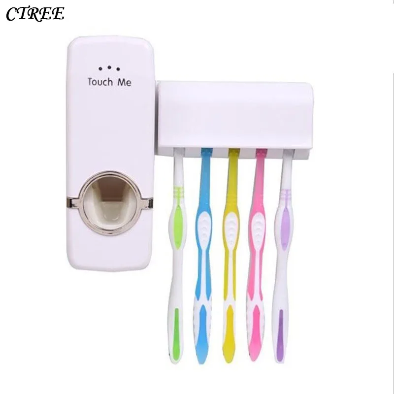 

CTREE Fashion Automatic Toothpaste Dispenser Toothbrush Holder Bathroom Products Wall Mount Rack Bath Toothpaste Squeezers C132