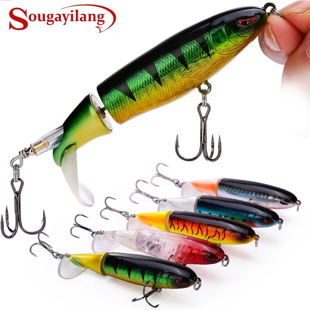 Sougayilang 5 шт. рыболовная приманка с коробкой 14 г 12 см Topwater вращающийся Хвост Крючки
