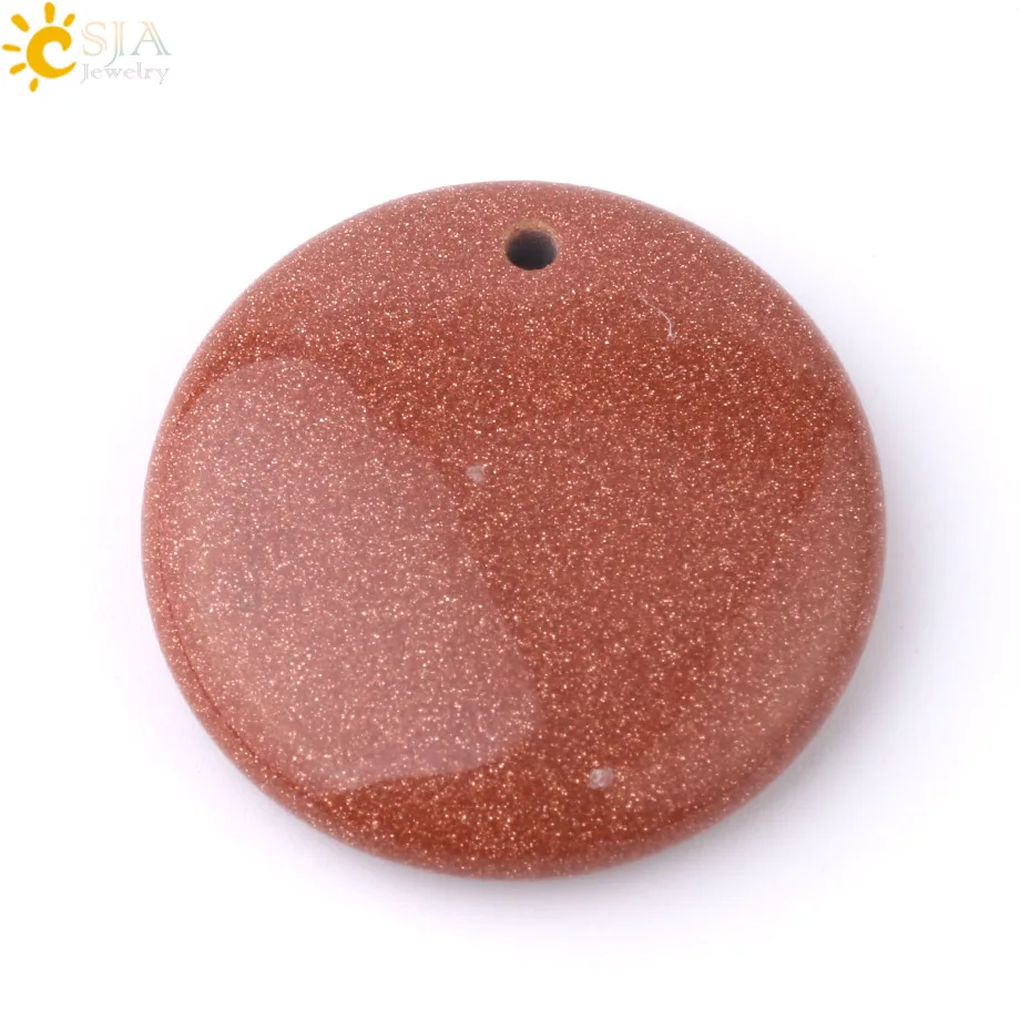 Brown Sand CSJA 26x26 мм Кулон из натурального камня буровые отверстия круглые плоские бусины аксессуары для ручной работы для женщин и мужчин ожерелье очаровательные ювелирные изделия F933 - Окраска металла: Brown Sand