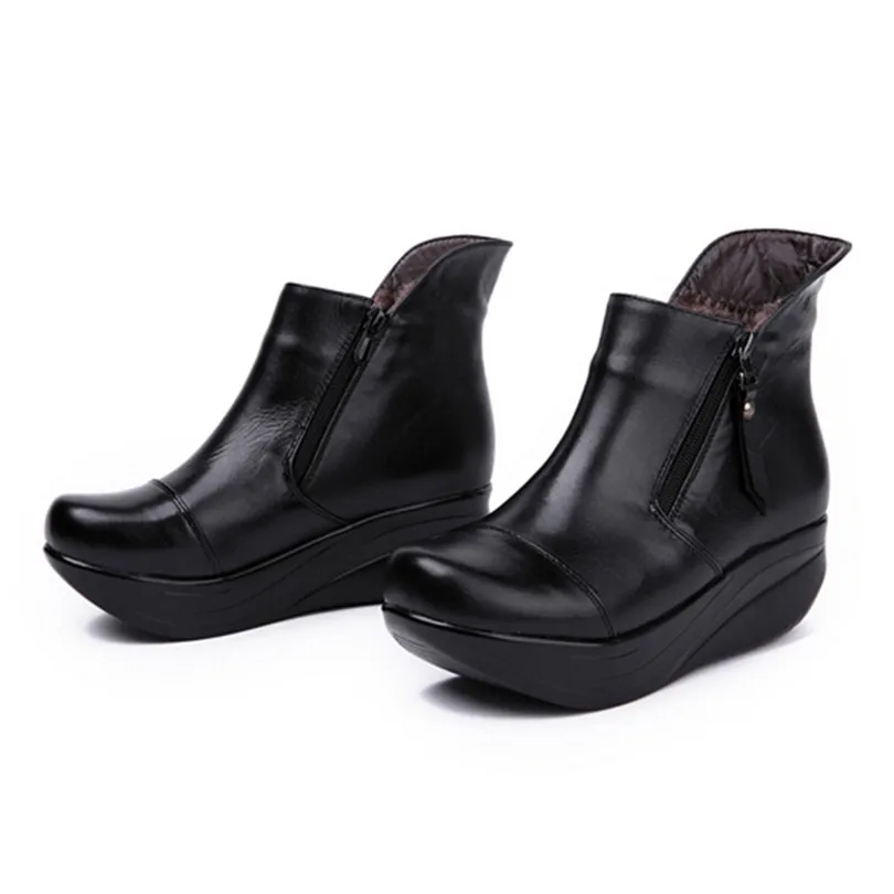 LIN KING/теплые плюшевые черные женские ботинки Зимние на толстой подошве Ботинки