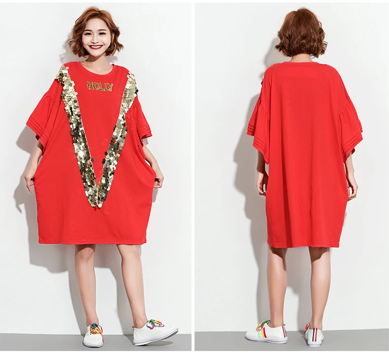 Женское платье большого размера 2019 летнее свободное и удобное большой размер