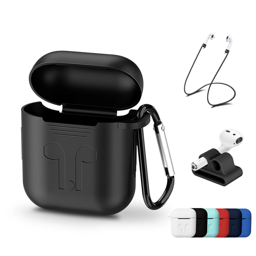 Мягкий силиконовый чехол для наушников с крюком гарнитура airpods противоударный