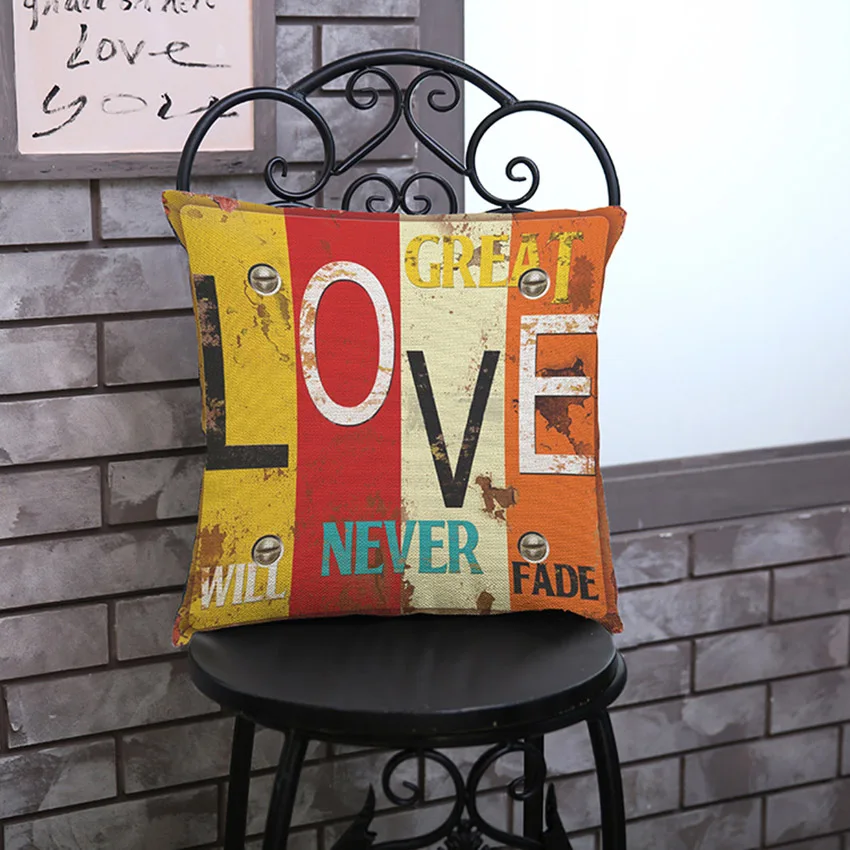 Ретро Кофе домашнего магазина бар накидка для подушки Винтаж буквенный принт