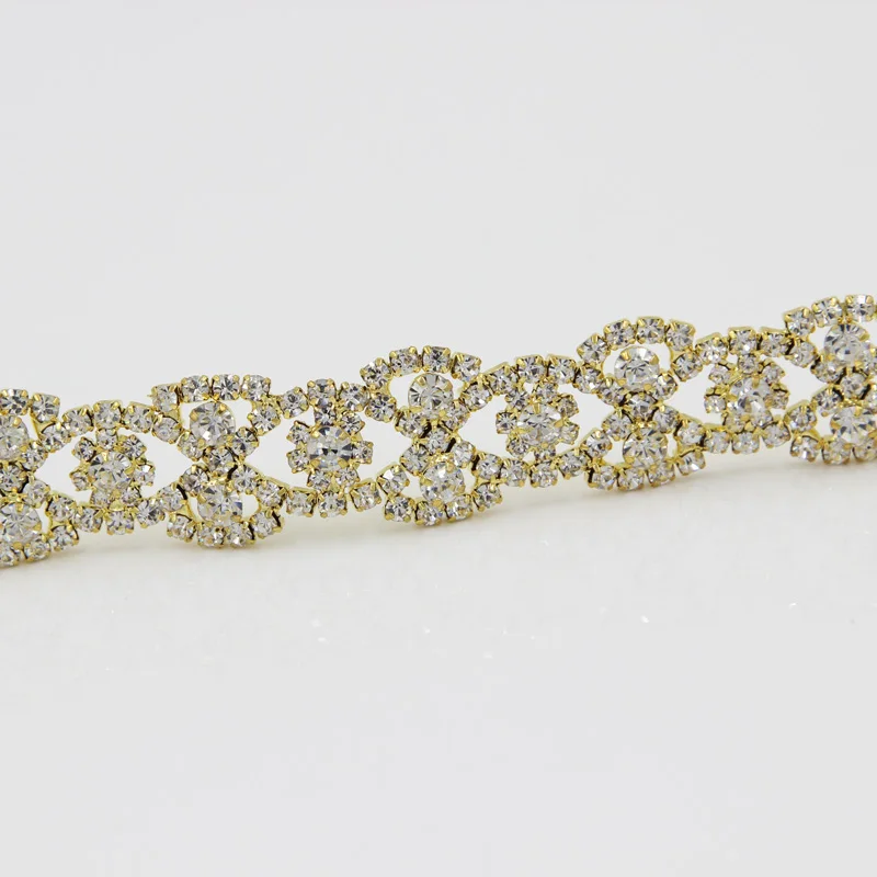 5 ярдов золотые стразы аппликации свадебные кристаллы шитье алмазные отделка