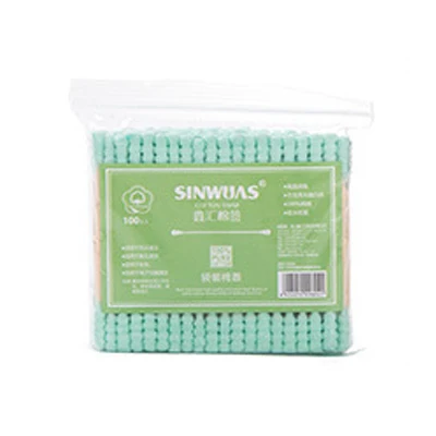 Зеленый 100pcs/pack Disposable Cotton Swabs Ears Clean Cotton Spiral Sticks Makeup Applicator Swab Eyebrow Lipsticks Cotton Buds Tip - Цвет: Зеленый