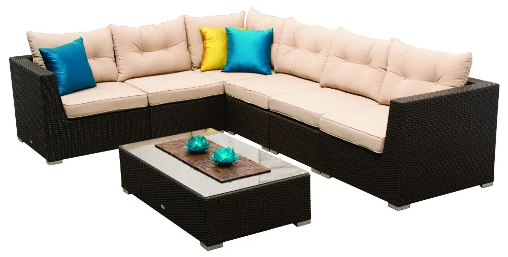 Торговая гарантия мебель из ротанга диван для гостиной модульная Mateus 7 pc|rattan