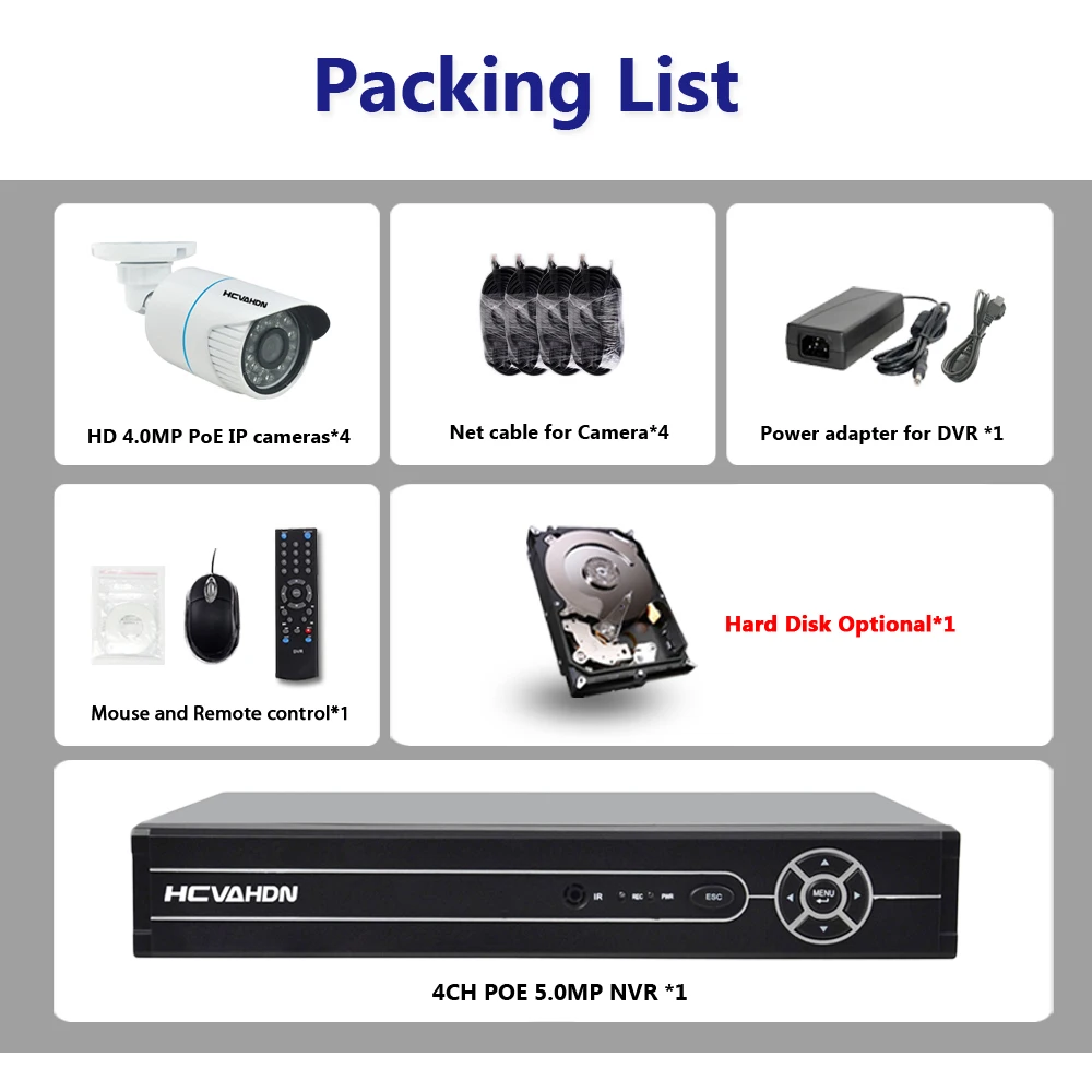 4CH 5MP CCTV Камера Системы NVR Kit 4.0MP Открытый безопасности 4x4 Мп POE IP P2P IR CUT