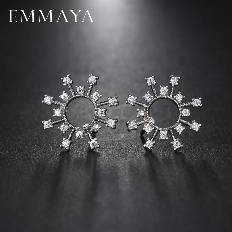Женские круглые серьги пусеты EMMAYA модные с фианитами ААА|round stud earrings|fashion earringsstud