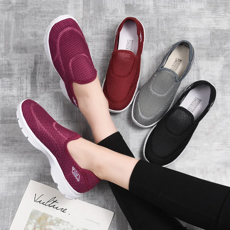 Летние сандалии Мягкие женские балетки mocassim feminino chaussures femmes Дышащие кроссовки