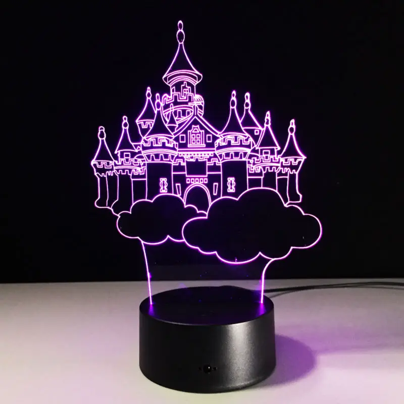 Движущаяся 3d светодиодный ПА в виде древнего замка изменяющийся акриловый