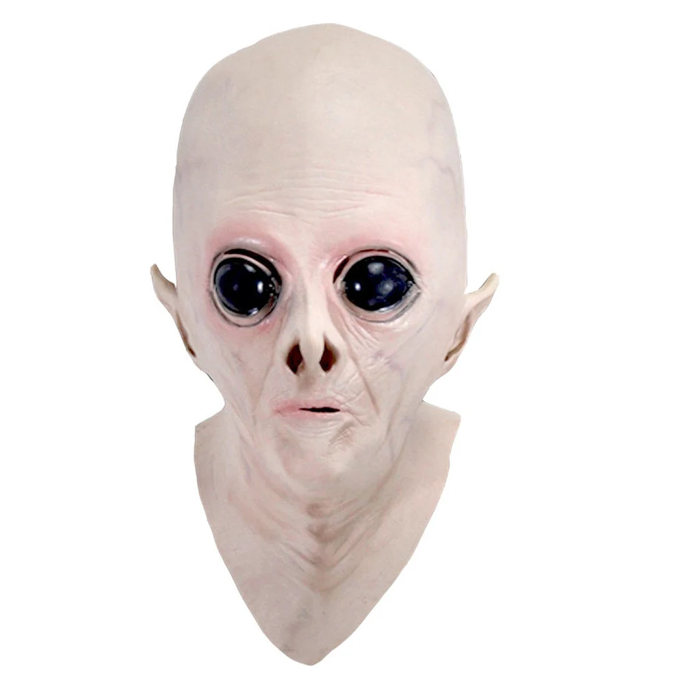 Жуткая виниловая маска UFO Alien на Хэллоуин, Вечерние Маски для косплея LKS99
